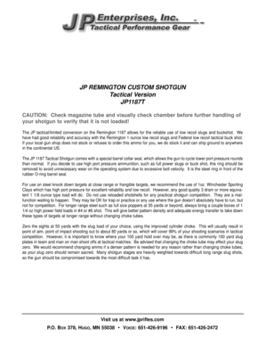 JP Remington 1187T Shotgun Maintenance Form