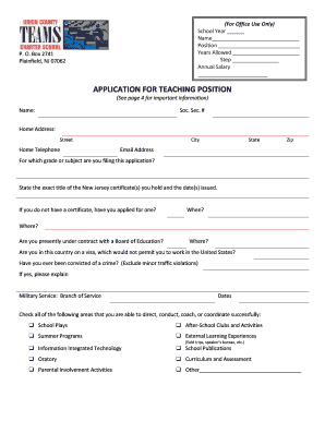 Application for Teaching Position