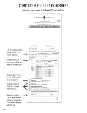Confirmation Of Customer Details Form