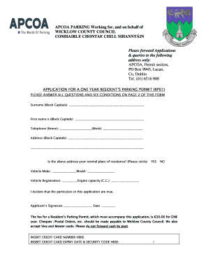 Resident's Parking Permit Application