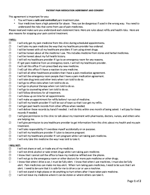Patient Pain Medication Agreement and Consent