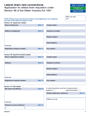 UK Lateral Drain Connection Application