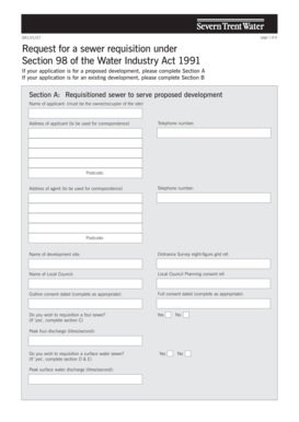 UK Sewer Requisition Form