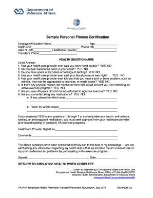 VA Employee Health Questionnaire