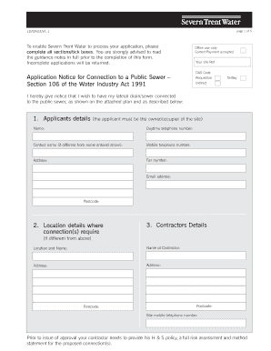 Application Notice for Connection to a Public Sewer