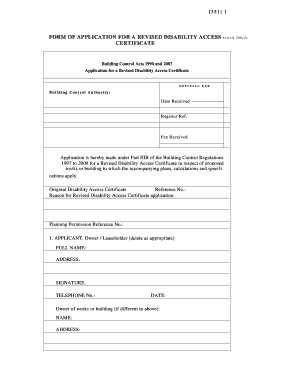 Revised Disability Access Certificate Application