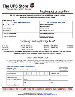 Phoenix Convention Center Receiving Authorization Form