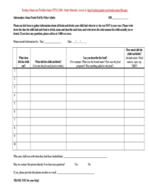 Feeding Infants and Toddlers Study Form