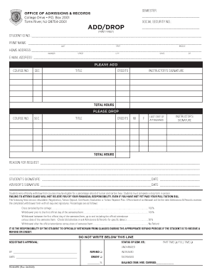 College Add/Drop Form