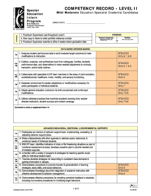 Special Competency Record Level II