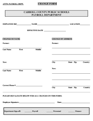 Carroll County Public Schools Employee Change Form