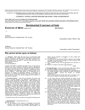 New York Residential Contract of Sale