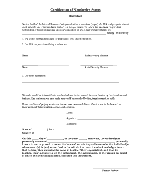 IRS Form W-8BEN Certificate of Nonforeign Status