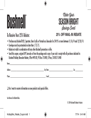 Bushnell Holiday Binocular Rebate Form