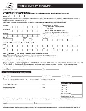 Technical College of the Lowcountry Graduation Application