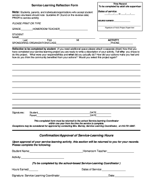 Service-Learning Reflection Form