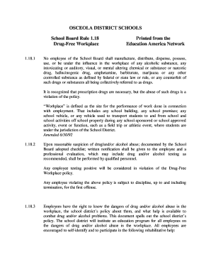 Drug-Free Workplace Policy Acknowledgment
