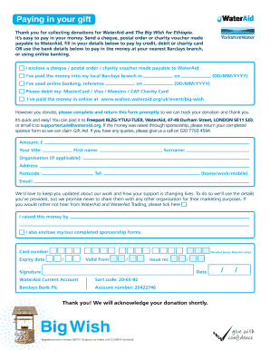 WaterAid Donation Payment Form