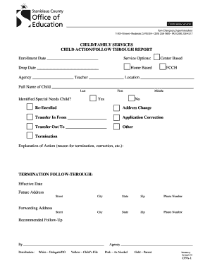 Child Action Follow Through Report
