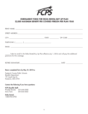 Delta Dental Buy Up Plan Enrollment Form