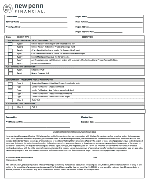 Fannie Mae Freddie Mac Condominium Project Approval Form