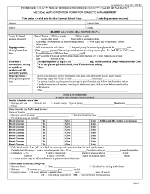 Medical Authorization Form for Diabetic Management