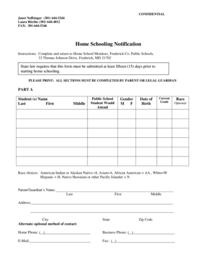 Maryland Home Schooling Notification