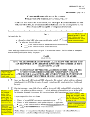 Certified Minority Business Enterprise Utilization Affidavit