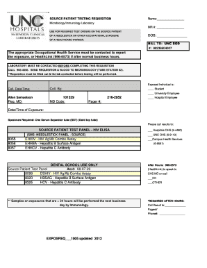 Source Patient Testing Requisition