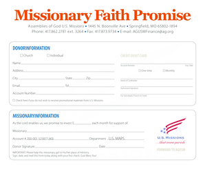 Assemblies of God Faith Promise Donation Form