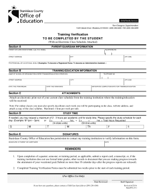 Training Verification Form