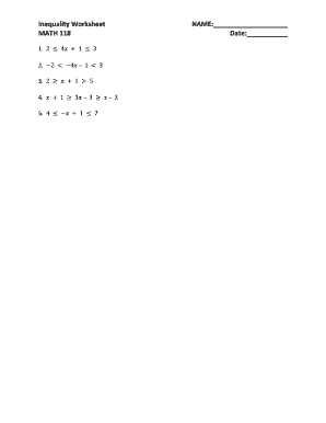 Inequality Worksheet
