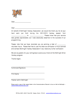 Volunteer hours worked letter - RAMP Interactive