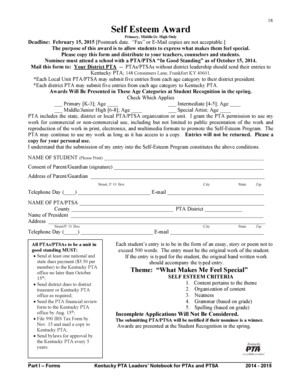 Kentucky PTA Self Esteem Award Nomination Form