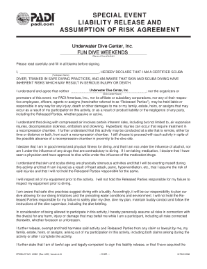 Scuba Diving Liability Release Agreement