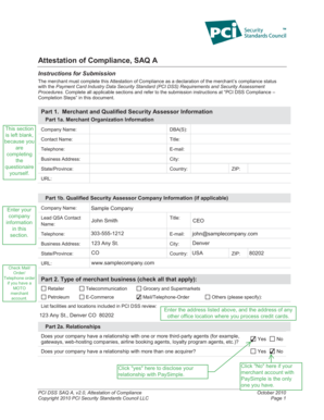 PCI DSS SAQ A Attestation of Compliance