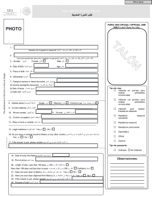 Mexico Visa Application Form