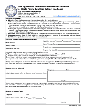 2016 General Homestead Exemption Application