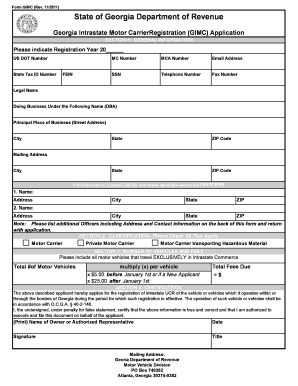 Georgia Intrastate Motor Carrier Registration Application