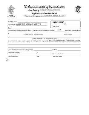 Massachusetts Standard Permit Application