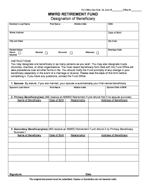MWRD Retirement Fund Beneficiary Designation