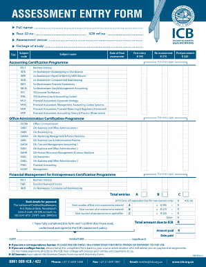 ICB Assessment Entry Form