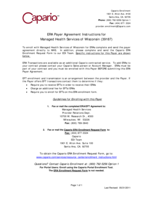 Managed Health Services ERA Payer Agreement