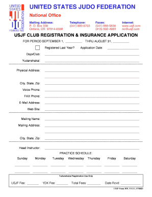 USJF Club Registration & Insurance Application