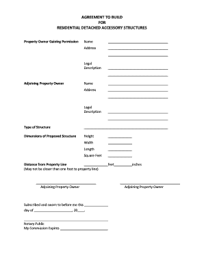 Residential Detached Accessory Structure Building Agreement