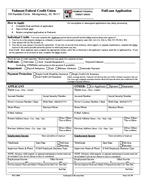 Fedmont Federal Credit Union Loan Application