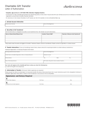 Charitable Gift Transfer Authorization Letter