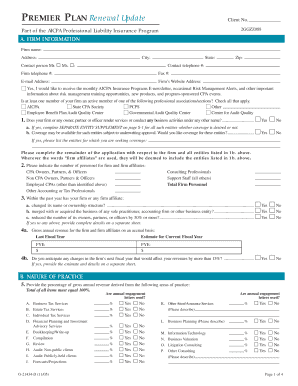 AICPA Professional Liability Insurance Renewal Application