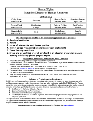 Texas Teacher Application Form