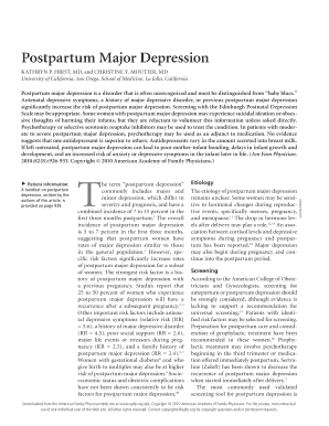 Postpartum Major Depression Screening Form